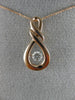 ESTATE .15CT DIAMOND 14KT ROSE GOLD 3D SOLITAIRE TEAR DROP INFINITY LOVE PENDANT