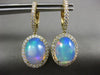 ESTATE 7.86CT DIAMOND & AAA OPAL 14K YELLOW GOLD HALO FILIGREE HANGING EARRINGS