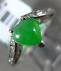 ESTATE .14CT DIAMOND & AAA JADE PLATINUM 3D CLASSIC HEART SHAPE LOVE FUN RING