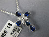 ESTATE 1.01CT DIAMOND & AAA SAPPHIRE 14KT WHITE GOLD 3D FILIGREE CROSS PENDANT