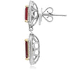 GIA 5.06CT DIAMOND & AAA RUBY 18K TWO TONE GOLD 3D HEXGAON HALO HANGING EARRINGS
