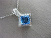 ESTATE 1.34CT DIAMOND & AAA BLUE TOPAZ 14K WHITE GOLD 3D HALO SQUARE FUN PENDANT