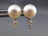 ESTATE .30CT DIAMOND & AAA SOUTH SEA PEARL 18KT WHITE GOLD 3D EARRINGS #12125