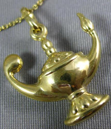 ANTIQUE 18KT YELLOW GOLD 3D CLASSIC GENIE LAMP FILIGREE FLOATING PENDANT #21865