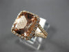 ESTATE LARGE 5.10CT DIAMOND & AAA MORGANITE 14KT ROSE GOLD HALO ENGAGEMENT RING