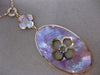 ESTATE .20CT DIAMOND 14K ROSE GOLD MOTHER OF PEARL ETOILE FLOWER LARIAT NECKLACE