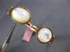 ESTATE .10CT DIAMOND & AAA MOON STONE 14KT ROSE GOLD TWO STONE BANGLE BRACELET