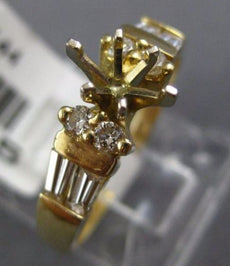 ESTATE .56CT ROUND & BAGUETTE DIAMOND 14K YELLOW GOLD SEMI MOUNT ENGAGEMENT RING