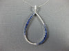 ESTATE .79CT DIAMOND & AAA SAPPHIRE 14KT WHITE GOLD PEAR SHAPE TEAR DROP PENDANT