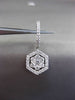 ESTATE LARGE 2.25CT DIAMOND 18KT WHITE GOLD 3D HEXAGON CLUSTER HANGING EARRINGS