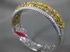 GIA LARGE 11.50CT WHITE & FANCY YELLOW DIAMOND 18K TWO TONE GOLD BANGLE BRACELET