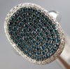 LARGE .79CT WHITE & BLUE DIAMOND 18KT WHITE GOLD OVAL FILIGREE ANNIVERSARY RING