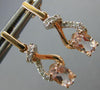 ESTATE .90CT DIAMOND & AAA MORGANITE 14K ROSE GOLD 3D LOVE KNOT HANGING EARRINGS
