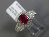ESTATE 1.52CT DIAMOND & AAA RUBY 14KT WHITE GOLD 3D HALO CLASSIC ENGAGEMENT RING