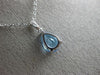 ESTATE 1.51CT DIAMOND & AAA BLUE TOPAZ 14K WHITE GOLD TEAR DROP FLOATING PENDANT