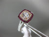 ESTATE 1.32CT DIAMOND & AAA RUBY 14KT WHITE & ROSE GOLD 3D HALO ENGAGEMENT RING