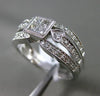 ESTATE LARGE .92CT ROUND & PRINCESS DIAMOND 14K WHITE GOLD HEART FRIENDSHIP RING