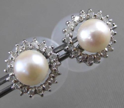 ESTATE .51CT DIAMOND & SOUTH SEA PEARL 14KT WHITE GOLD JACKET CLASSIC EARRINGS