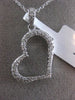 ESTATE .38CT DIAMOND 18K WHITE GOLD OPEN HEART PAVE LOVE FLOATING PENDANT CHAIN