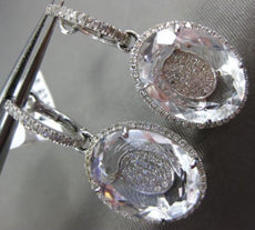 ESTATE LARGE 18.93CT DIAMOND & AAA CLEAR TOPAZ 14KT WHITE GOLD HANGING EARRINGS