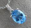 ESTATE 2.51CT DIAMOND & AAA BLUE TOPAZ 14KT WHITE GOLD 3D OVAL FLOATING PENDANT