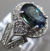 ESTATE LARGE 2.92CT DIAMOND & AAA ALEXANDRITE 14KT WHITE GOLD 3D ENGAGEMENT RING
