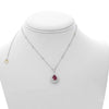 ESTATE 2.10CT DIAMOND & AAA RUBY 18KT 2 TONE GOLD TEAR DROP DOUBLE HALO NECKLACE
