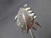 ANTIQUE WIDE .60CT DIAMOND 14KT WHITE GOLD 3D CLASSIC PAVE LEAF COIL RING #16809