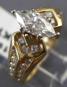 ANTIQUE .86CT DIAMOND 14KT YELLOW GOLD MARQUISE FILIGREE ENGAGEMENT RING #19852