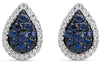 ESTATE .85CT DIAMOND & AAA SAPPHIRE 18K WHITE & BLACK GOLD CLUSTER STUD EARRINGS