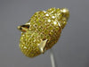 LARGE 2.59CT FANCY YELLOW DIAMOND & AAA EMERALD 18K YELLOW GOLD HAPPY TIGER RING