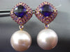 LARGE .87CT AAA AMETHYST & SOUTH SEA PINK PEARL 18KT ROSE GOLD HANGING EARRINGS