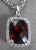 ESTATE 1.46CT DIAMOND & GARNET 14KT WHITE GOLD 3D RECTANGULAR HALO HEART PENDANT