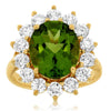 ESTATE 6.70CT DIAMOND & AAA PERIDOT 14KT YELLOW GOLD 3D CLASSIC HALO FLOWER RING