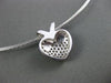 ANTIQUE LARGE 1.0CT DIAMOND 14KT WHITE GOLD PAVE FLOATING HEART NECKLACE #22689
