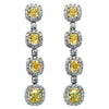ESTATE 8.69CT WHITE & FANCY YELLOW DIAMOND 18K 2 TONE GOLD ROUND SQUARE EARRINGS