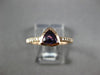 ESTATE .44CT DIAMOND & AAA TRILLION CUT AMETHYST 14K ROSE GOLD 3D BEZEL FUN RING