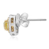 LARGE 1.55CT WHITE & FANCY YELLOW DIAMOND 14KT 2 TONE GOLD SQUARE STUD EARRINGS
