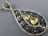 LARGE 3.09CT WHITE & FANCY YELLOW DIAMOND & AAA SAPPHIRE 14K 2 TONE GOLD PENDANT