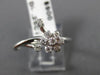ESTATE .25CT DIAMOND 18KT WHITE GOLD 3D CLASSIC FLOWER LOVE KNOT FUN RING #11415