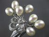 ESTATE LARGE .17CT DIAMOND & AAA PEARL 18KT WHITE GOLD FLOWER BROOCH PIN #26612