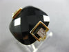 ESTATE LARGE 18.14CT DIAMOND & AAA EXTRA FACET ONYX 14KT YELLOW GOLD SQUARE RING