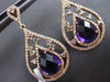 ESTATE 3.99CT DIAMOND & AAA EXTRA FACET AMETHYST 14KT ROSE GOLD 3D DROP EARRINGS