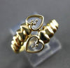 ESTATE .02CT DIAMOND 14KT YELLOW GOLD ETOILE SNAKE DOUBLE HEART LOVE RING #24487