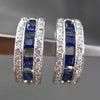 ESTATE LARGE 1.50CT DIAMOND & SAPPHIRE 14KT WHITE GOLD ETOILE CLIP ON EARRINGS