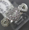 ESTATE .20CT ROUND DIAMOND 14KT WHITE GOLD 3D MILGRAIN THREE HEART LOVE RING