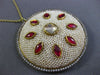 ANTIQUE LARGE 6.0CT DIAMOND AAA RUBY & PEARL ENAMEL 18KT YELLOW GOLD 3D PENDANT