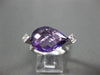 ESTATE LARGE 6.31CT DIAMOND & AMETHYST 14KT WHITE GOLD PEAR SHAPE FILIGREE RING