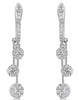 ESTATE .82CT DIAMOND 18KT WHITE GOLD 3D MULTI FLOWER CHANDELIER HANGING EARRINGS