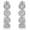 1.41CT DIAMOND 18KT WHITE GOLD MULTI FLOWER CLASSIC HALO HOOP HANGING EARRINGS